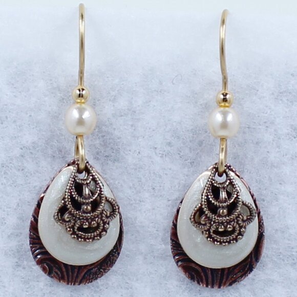 3 Layer Drop Dangle Fish Hook Style Pierced Earrings - Picture 1 of 8